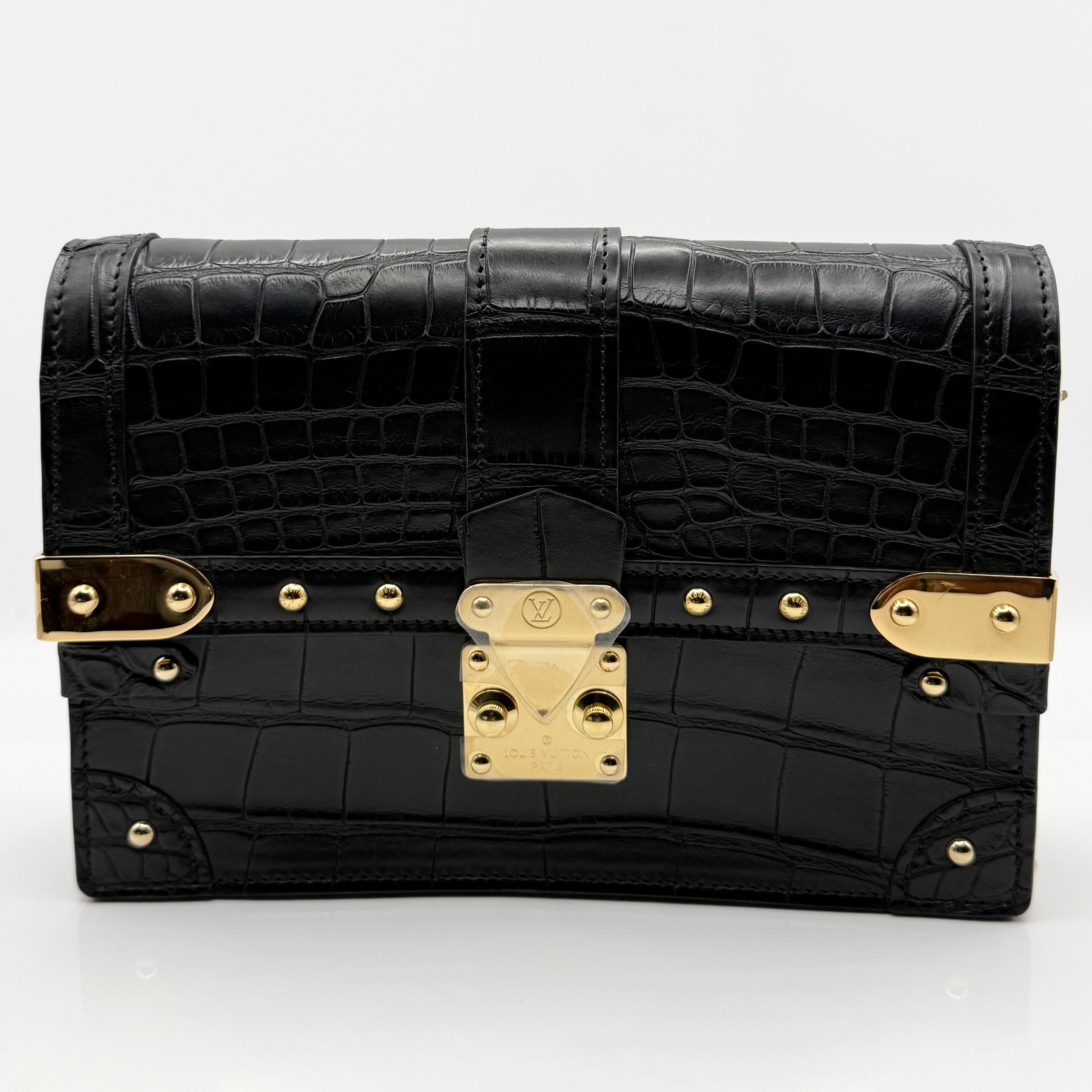 Louis Vuitton Petite Malle in Schwarz  mit Kroko-Prägung