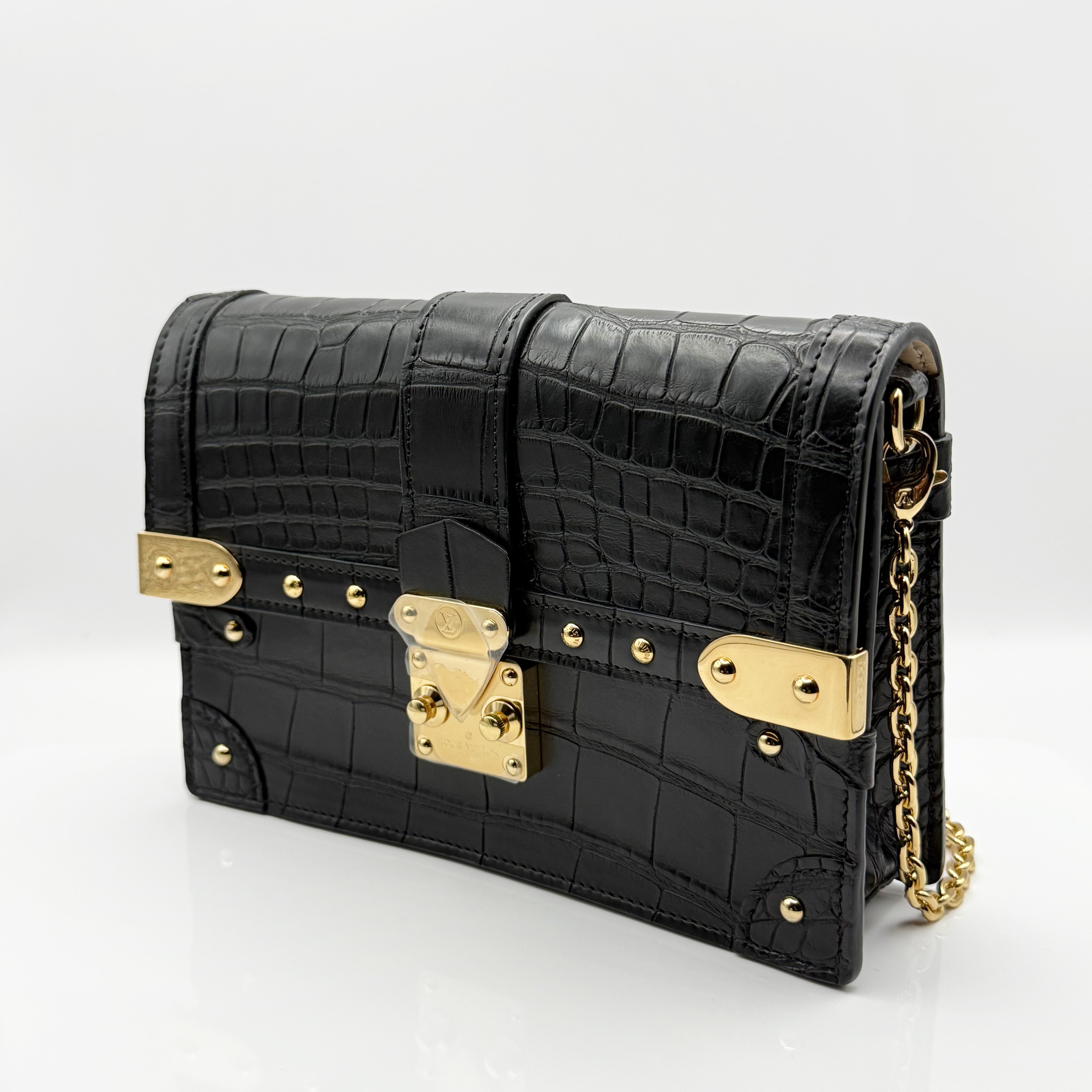 Louis Vuitton Petite Malle in Schwarz  mit Kroko-Prägung