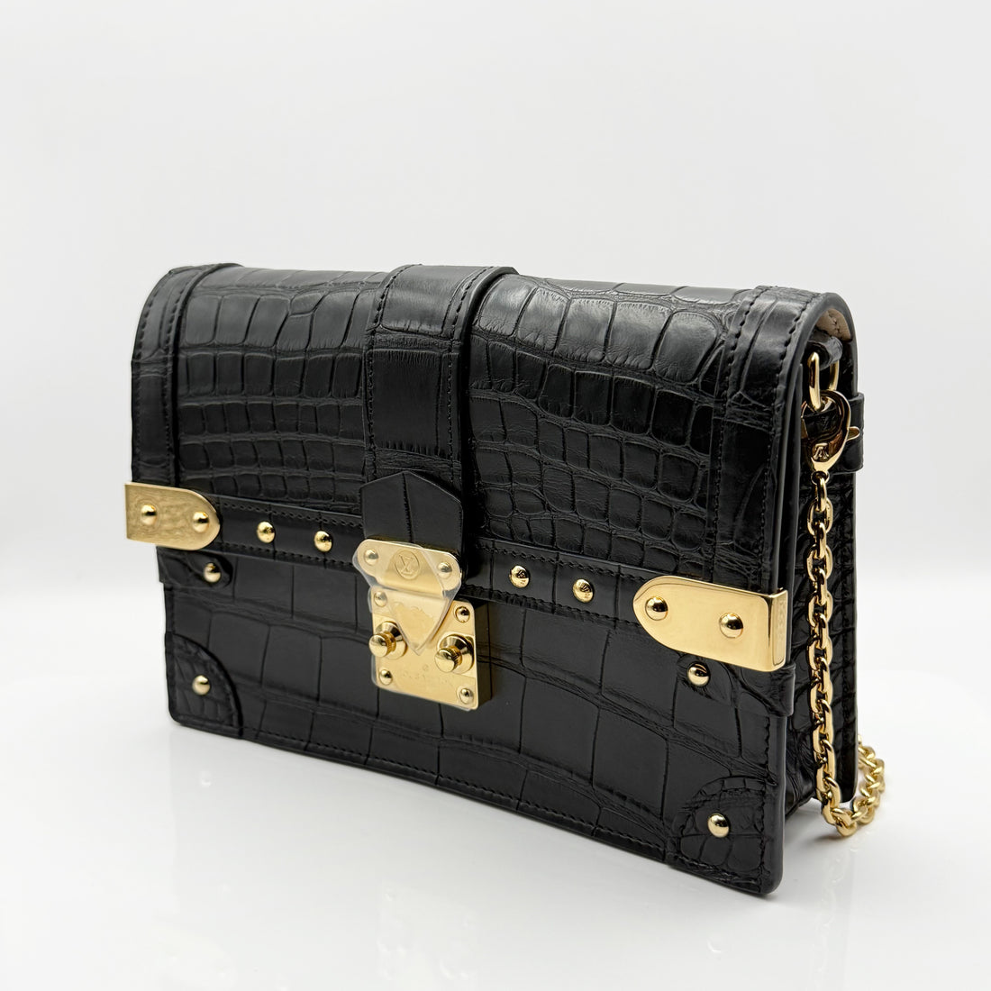 Louis Vuitton Petite Malle in Schwarz  mit Kroko-Prägung