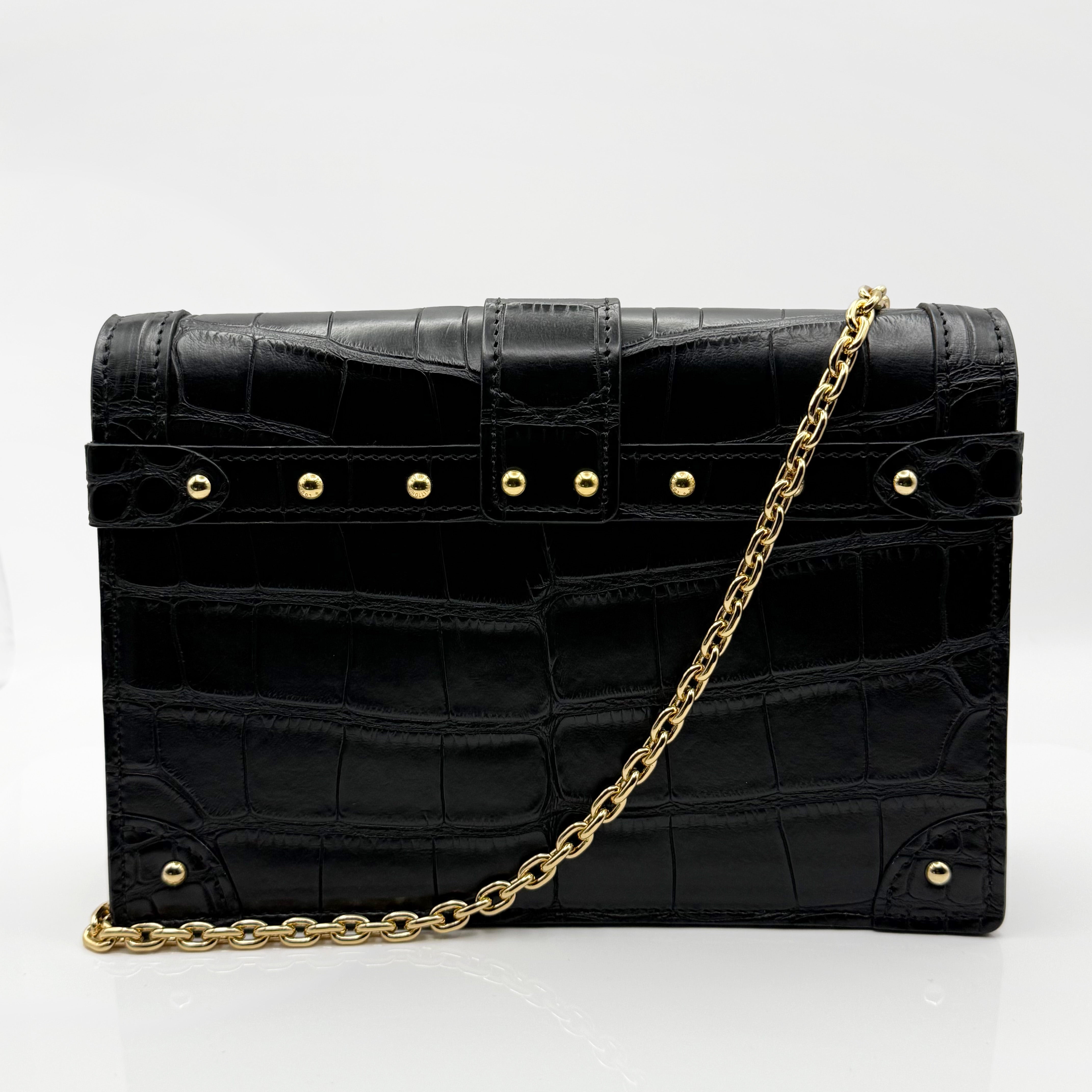 Louis Vuitton Petite Malle in Schwarz  mit Kroko-Prägung