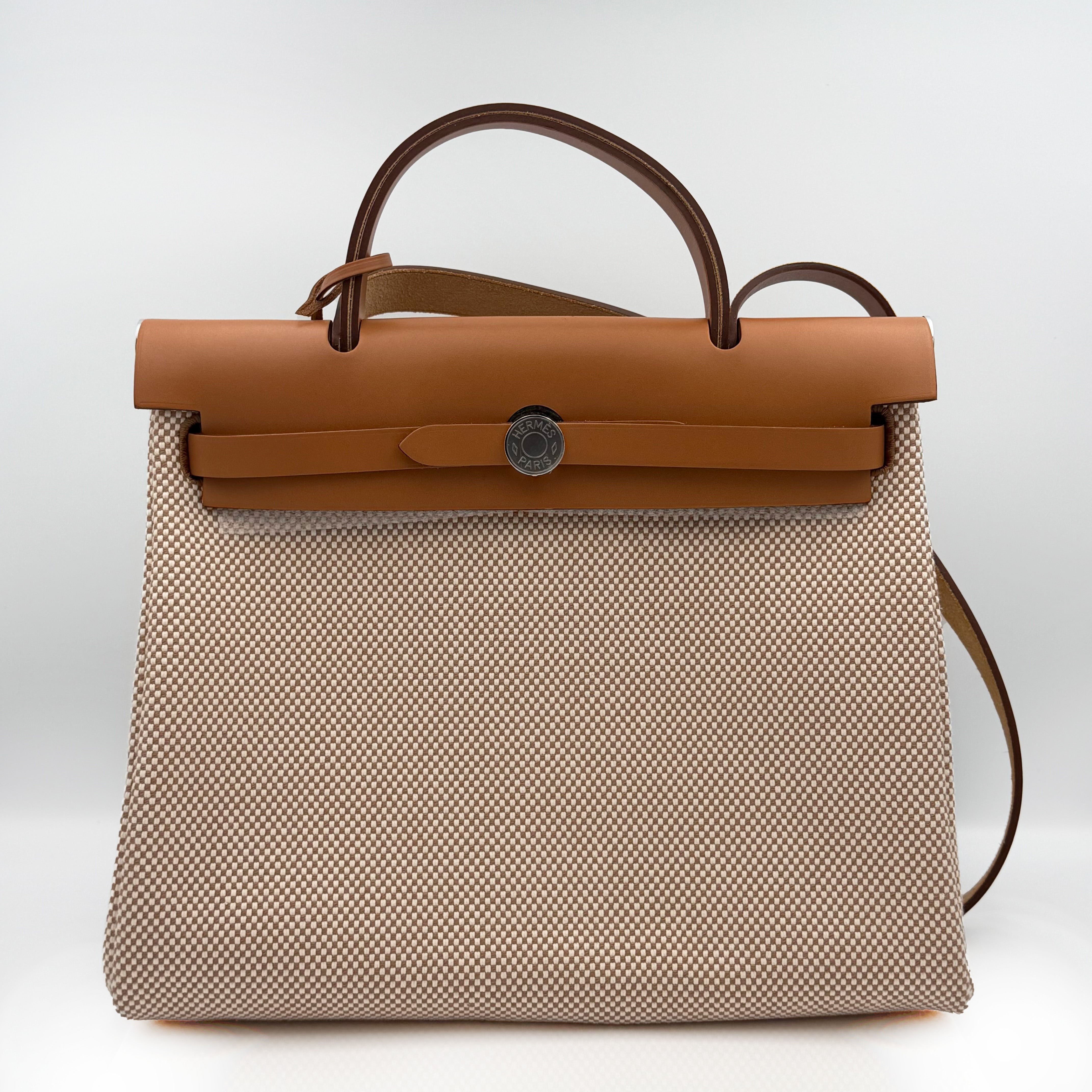 Hermès Herbag Zip in Natur & Gold