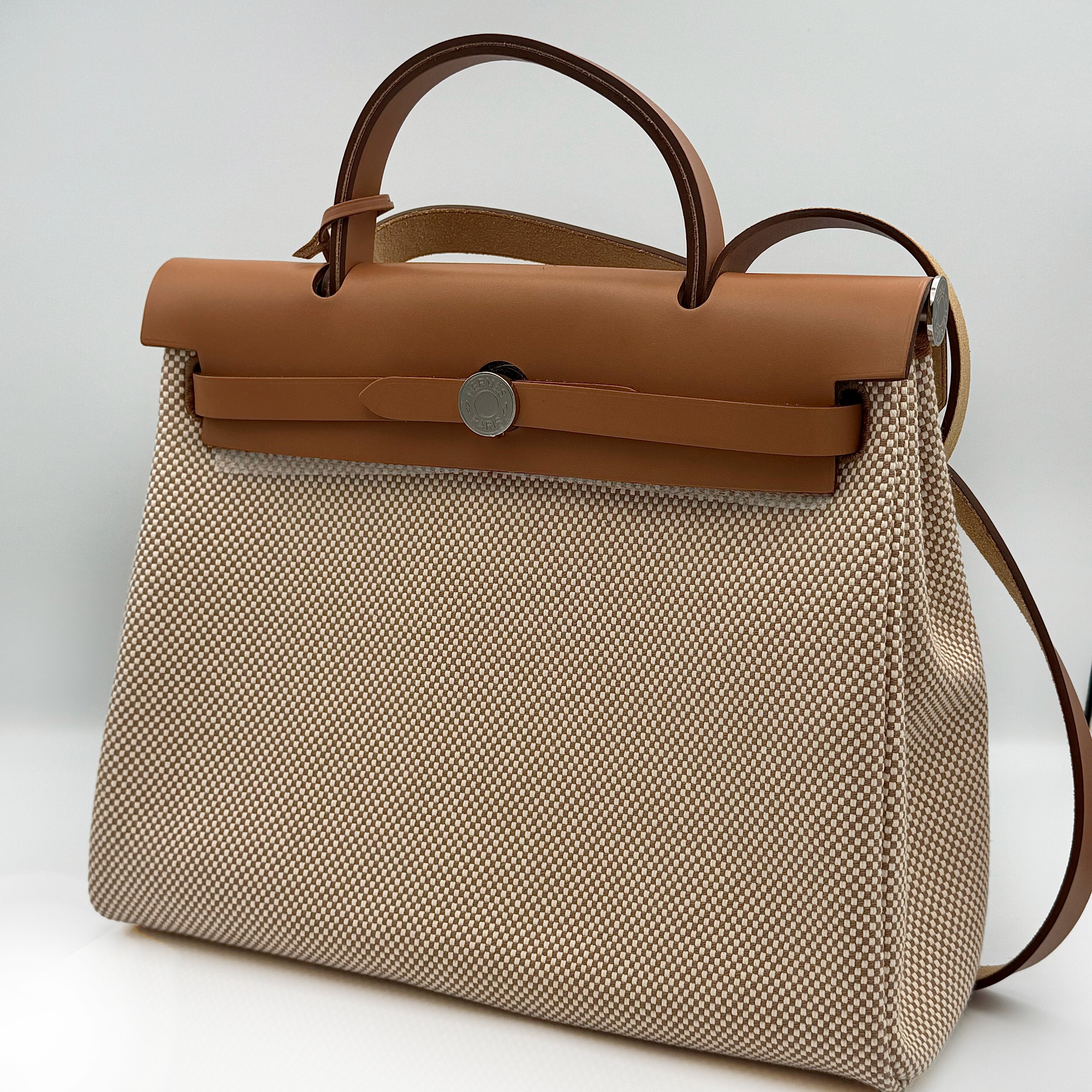 Hermès Herbag Zip in Natur & Gold